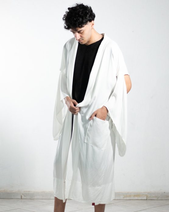 Kimono Liso Puxadinho Off Viscose - Image 3