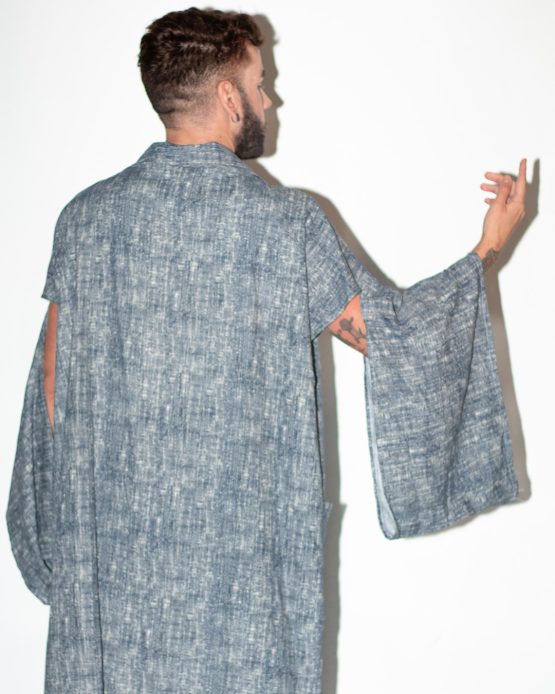 Kimono Liso Puxadinho Azul Tracejado - Image 3